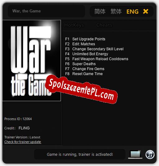 War, the Game: Cheats, Trainer +8 [FLiNG]