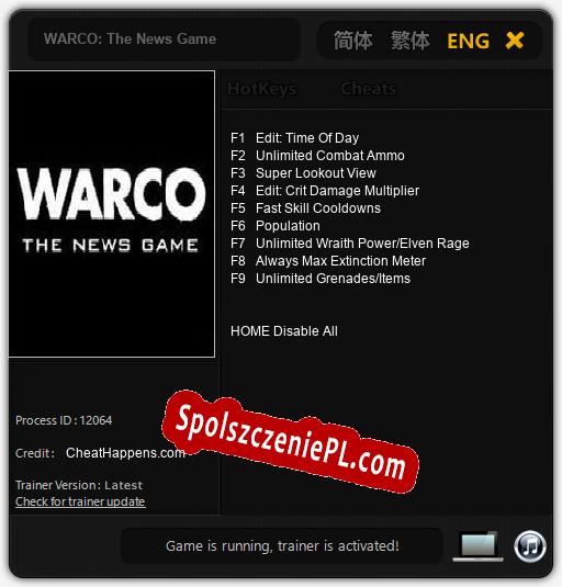 WARCO: The News Game: Cheats, Trainer +9 [CheatHappens.com]