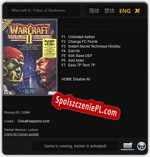 Warcraft II: Tides of Darkness: Treinador (V1.0.20)