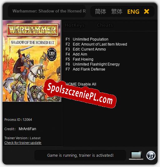 Treinador liberado para Warhammer: Shadow of the Horned Rat [v1.0.9]