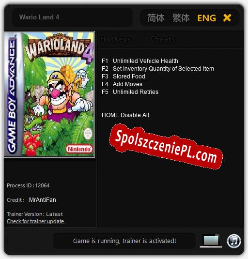 Wario Land 4: Trainer +5 [v1.8]