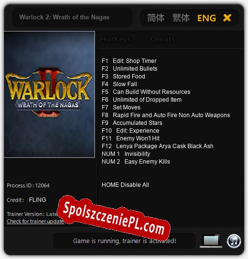 Warlock 2: Wrath of the Nagas: Treinador (V1.0.8)