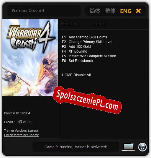 Warriors Orochi 4: Treinador (V1.0.97)