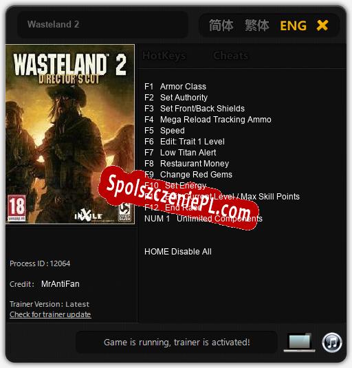 Wasteland 2: Treinador (V1.0.71)