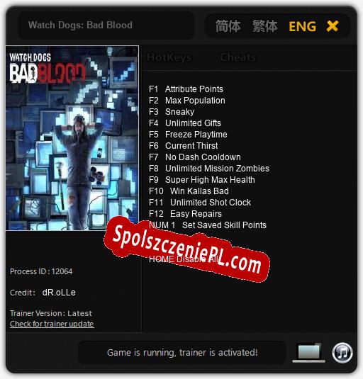 Watch Dogs: Bad Blood: Cheats, Trainer +13 [dR.oLLe]