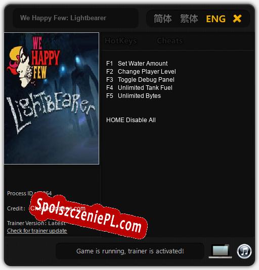 Treinador liberado para We Happy Few: Lightbearer [v1.0.1]