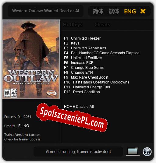 Western Outlaw: Wanted Dead or Alive: Trainer +12 [v1.9]