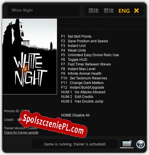 Treinador liberado para White Night [v1.0.9]