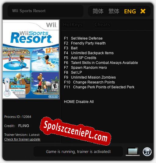 Wii Sports Resort: Cheats, Trainer +11 [FLiNG]