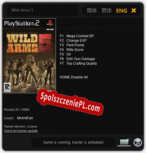 Treinador liberado para Wild Arms 5 [v1.0.5]