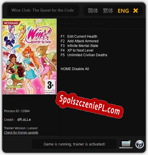 Winx Club: The Quest for the Codex: Trainer +5 [v1.6]