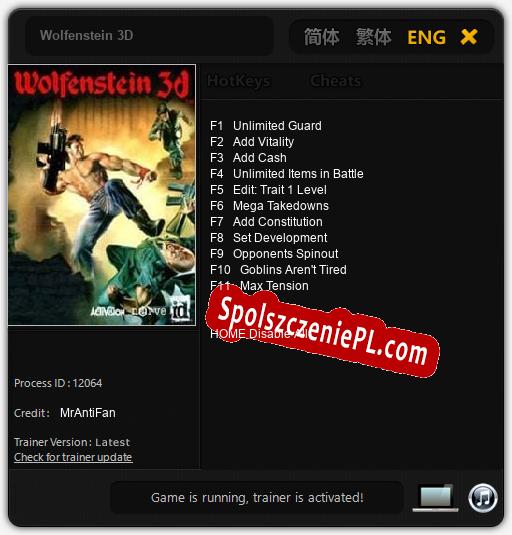 Treinador liberado para Wolfenstein 3D [v1.0.9]