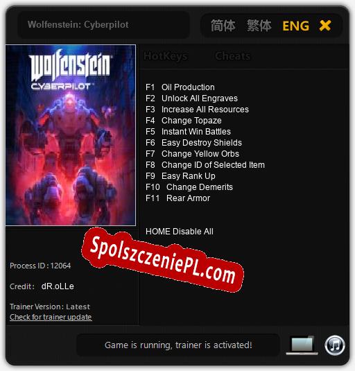 Wolfenstein: Cyberpilot: Cheats, Trainer +11 [dR.oLLe]