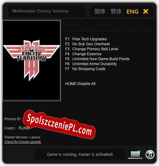 Wolfenstein: Enemy Territory: Treinador (V1.0.95)