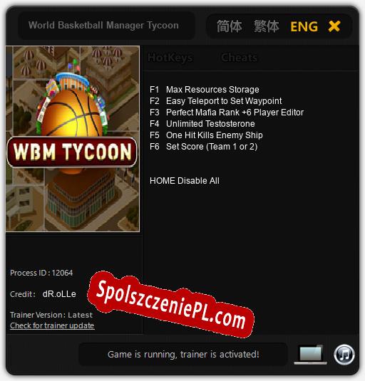 World Basketball Manager Tycoon: Cheats, Trainer +6 [dR.oLLe]