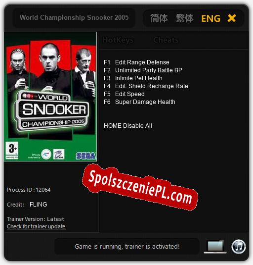 World Championship Snooker 2005: Treinador (V1.0.15)