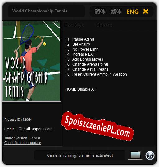 World Championship Tennis: Trainer +8 [v1.1]