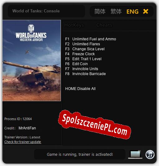 World of Tanks: Console: Trainer +8 [v1.9]