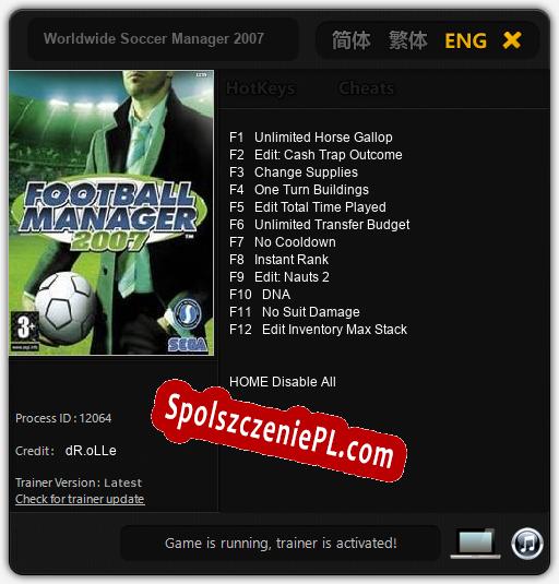 Worldwide Soccer Manager 2007: Trainer +12 [v1.7]