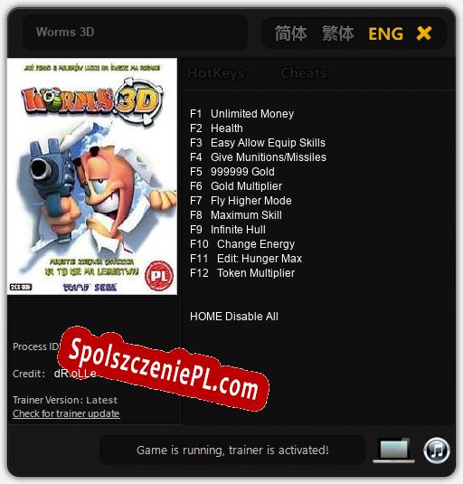 Treinador liberado para Worms 3D [v1.0.2]