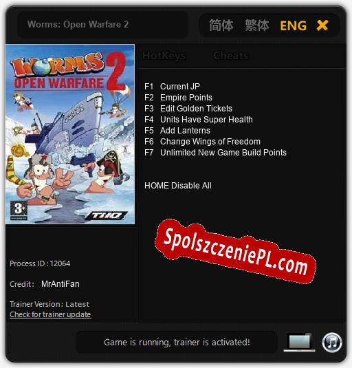 Worms: Open Warfare 2: Cheats, Trainer +7 [MrAntiFan]