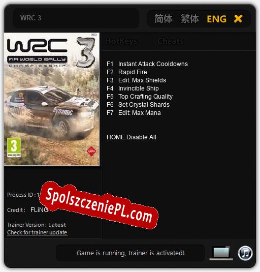 WRC 3: Trainer +7 [v1.6]