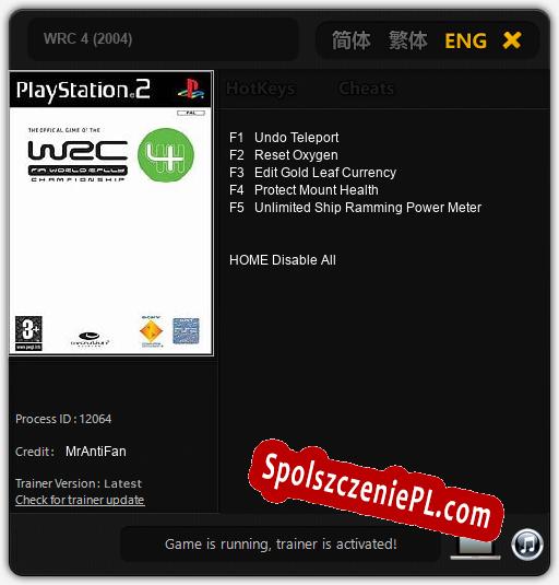 WRC 4 (2004): Trainer +5 [v1.6]