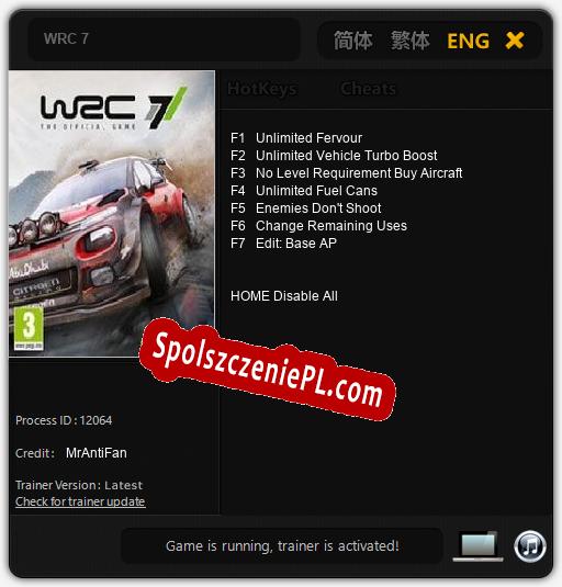 WRC 7: Treinador (V1.0.79)