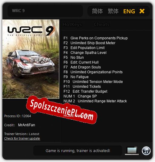 WRC 9: Treinador (V1.0.83)