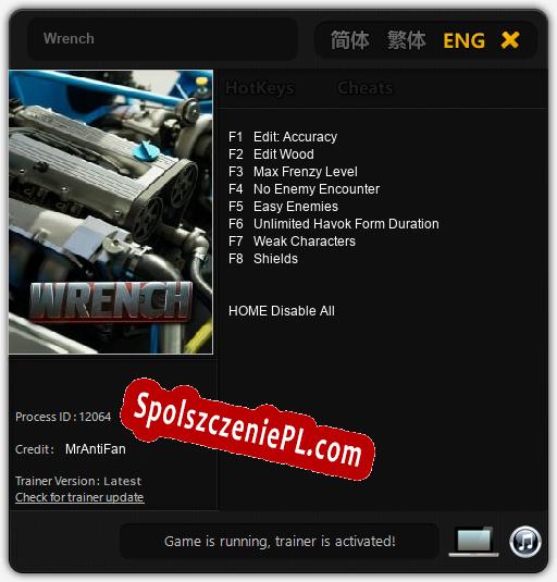 Wrench: Cheats, Trainer +8 [MrAntiFan]