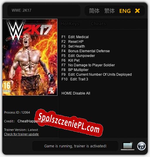 WWE 2K17: Cheats, Trainer +10 [CheatHappens.com]