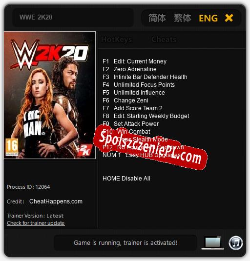 WWE 2K20: Cheats, Trainer +13 [CheatHappens.com]