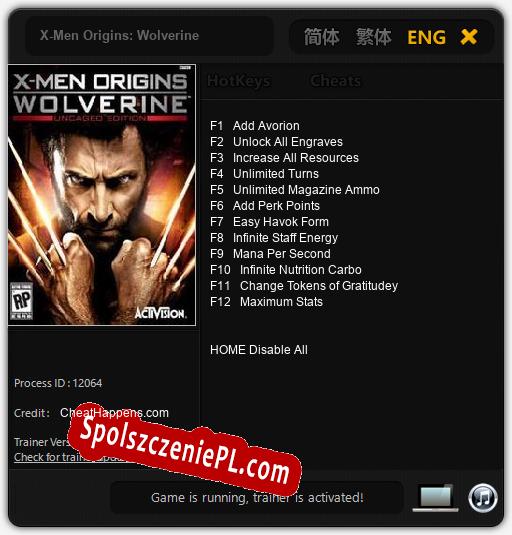 Treinador liberado para X-Men Origins: Wolverine [v1.0.6]