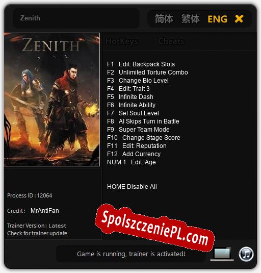 Zenith: Trainer +13 [v1.8]