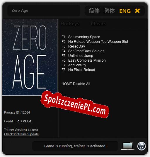 Zero Age: Trainer +8 [v1.4]