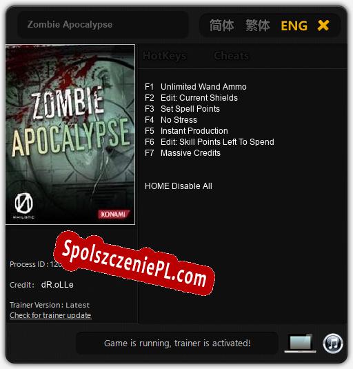 Treinador liberado para Zombie Apocalypse [v1.0.8]