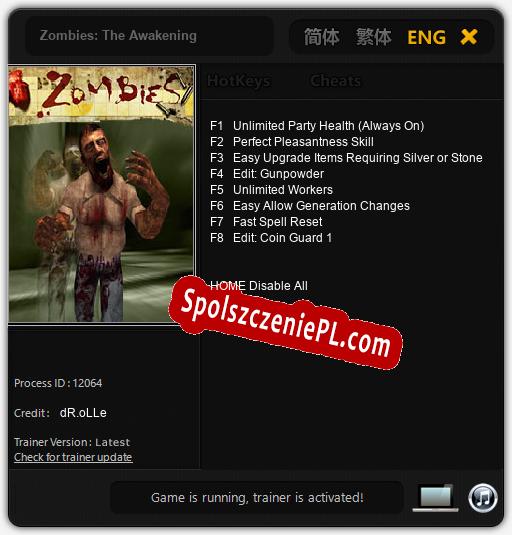 Zombies: The Awakening: Cheats, Trainer +8 [dR.oLLe]