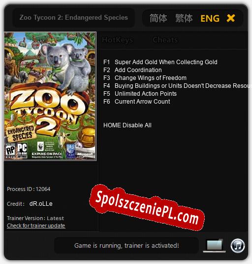 Treinador liberado para Zoo Tycoon 2: Endangered Species [v1.0.8]